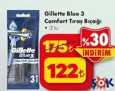 GİLLETTE BLUE 3 COMFORT TIRAŞ BIÇAĞI 3'LÜ indirimli fiyat GİLLETTE BLUE 3 COMFORT TIRAŞ BIÇAĞI 3'LÜ fiyat ve kampanya bilgisi